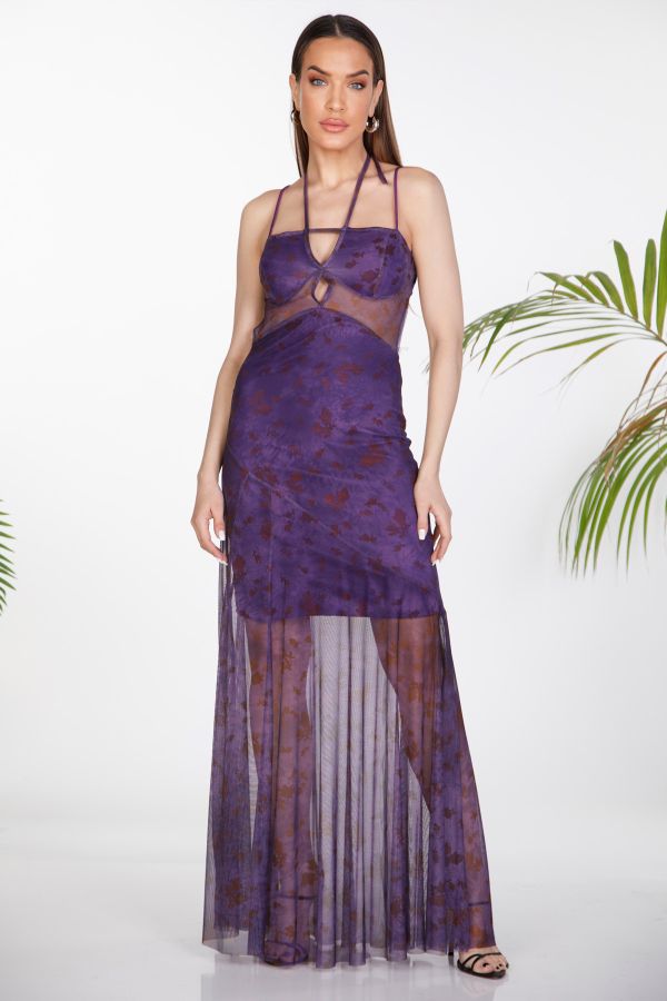 Maxi sheer dress with open back