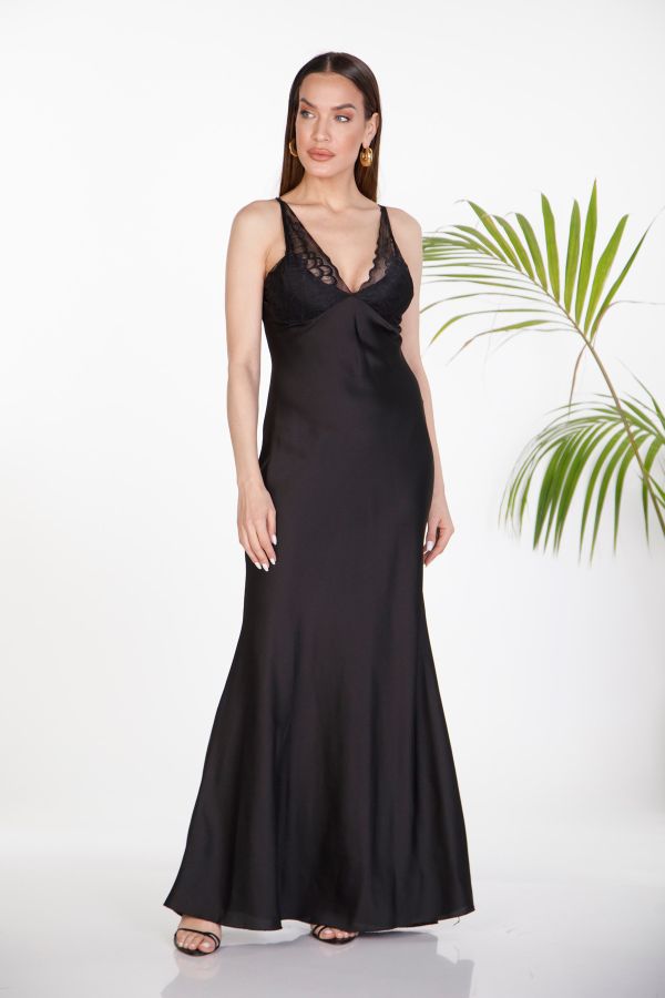 Satin maxi slip dress