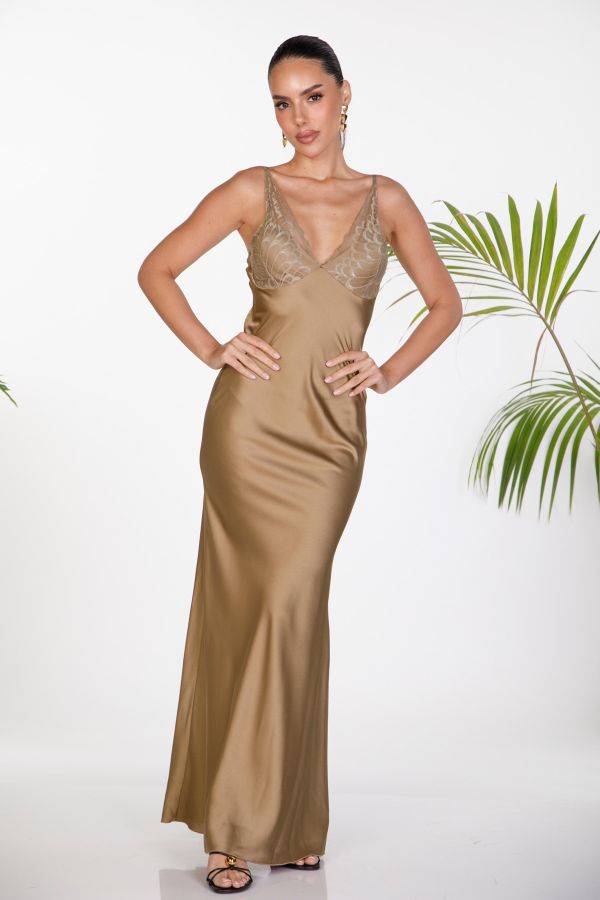 Satin maxi slip dress