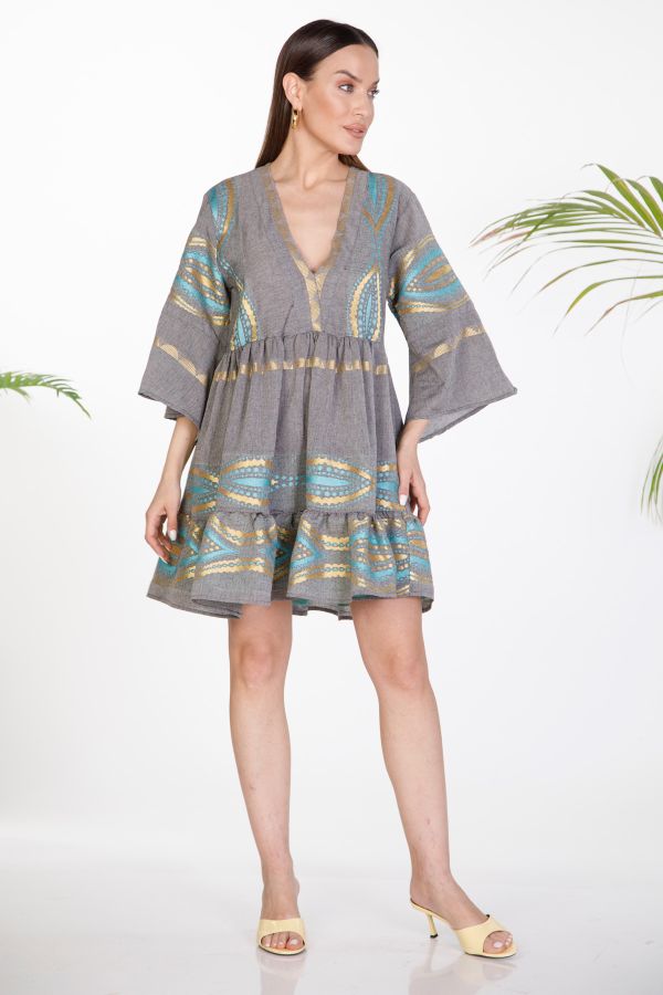 Mini mystery boho φόρεμα με κεντήματα
