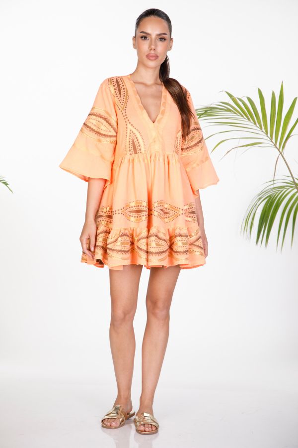 Mini mystery boho φόρεμα με κεντήματα