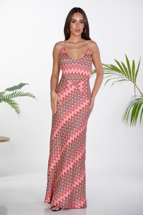 Maxi chevron print dress