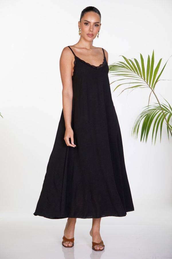 Maxi lingerie dress with lace