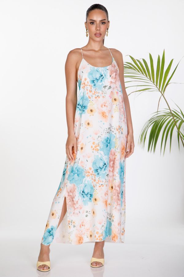 Floral maxi dress with criss-cross back