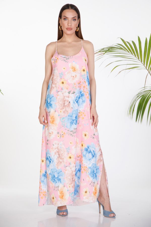 Floral maxi dress with criss-cross back