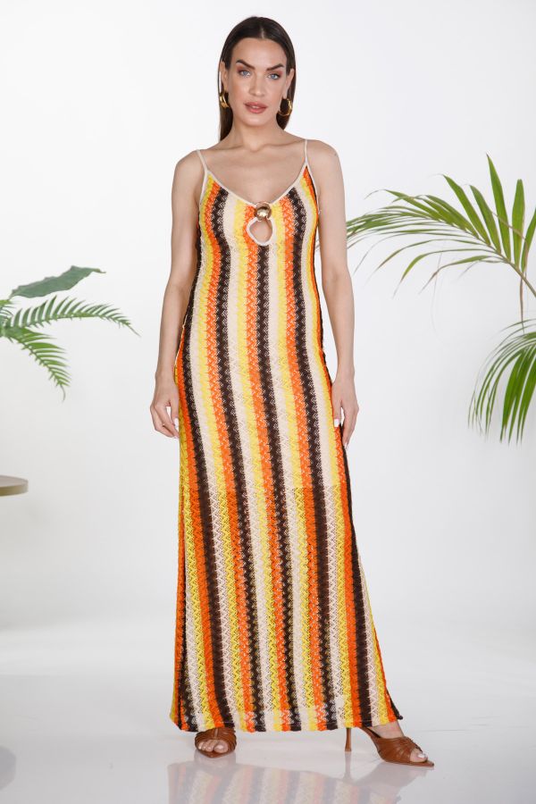 Knitted maxi dress with seashell detail