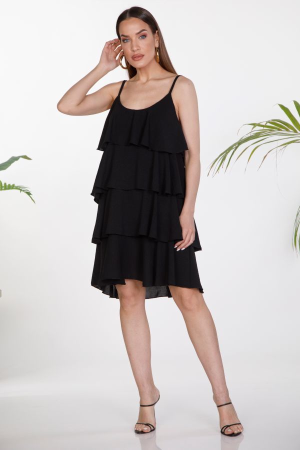 Short strappy dress with ruffles