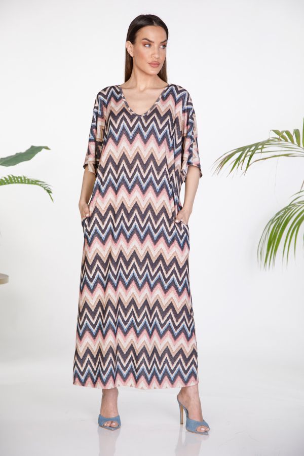 Zig-zag maxi dress with back tie