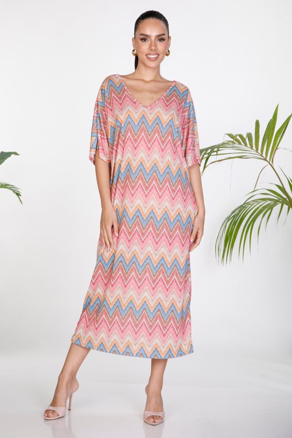 Zig-zag maxi dress with back tie