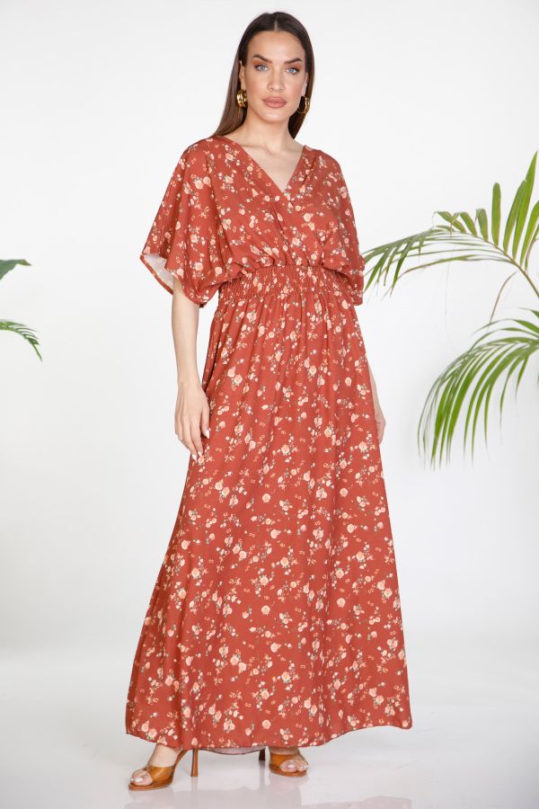 Floral maxi dress with back cutout