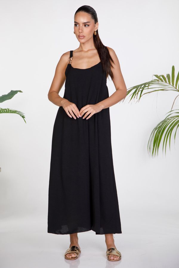 Maxi strappy dress with metal hardware