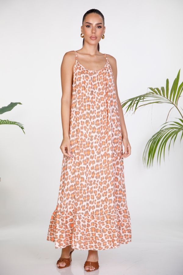 Maxi leopard backless dress