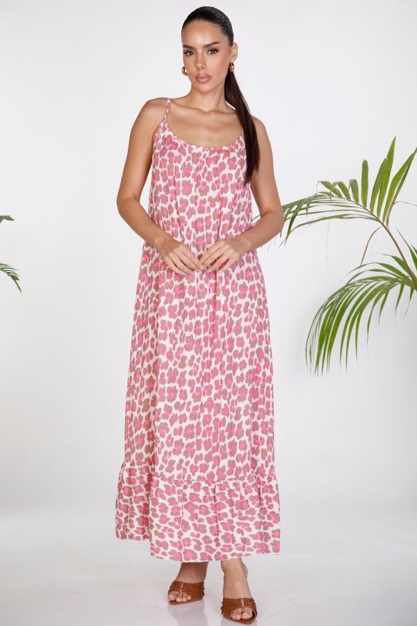 Maxi leopard backless dress