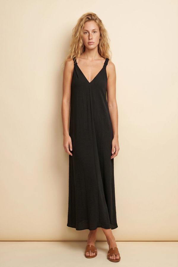 Maxi dress with ruched straps