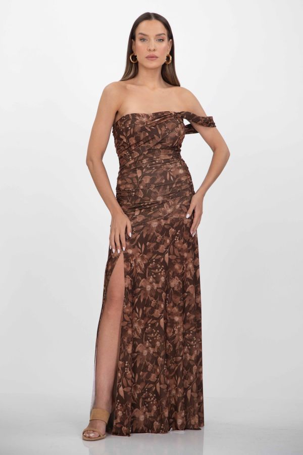 Floral maxi dress with draped details