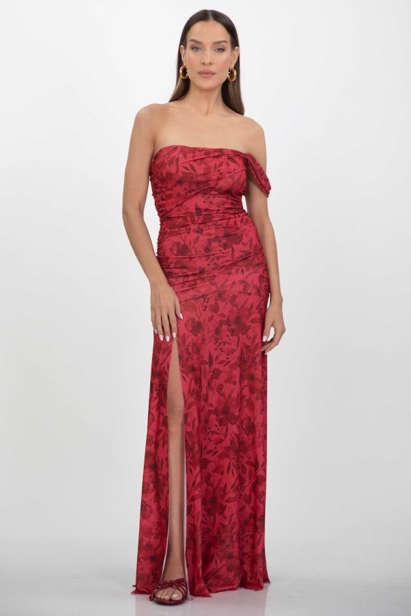 Floral maxi dress with draped details