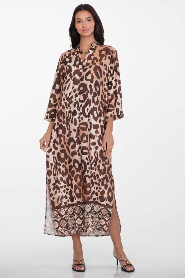 Leopard maxi caftan dress