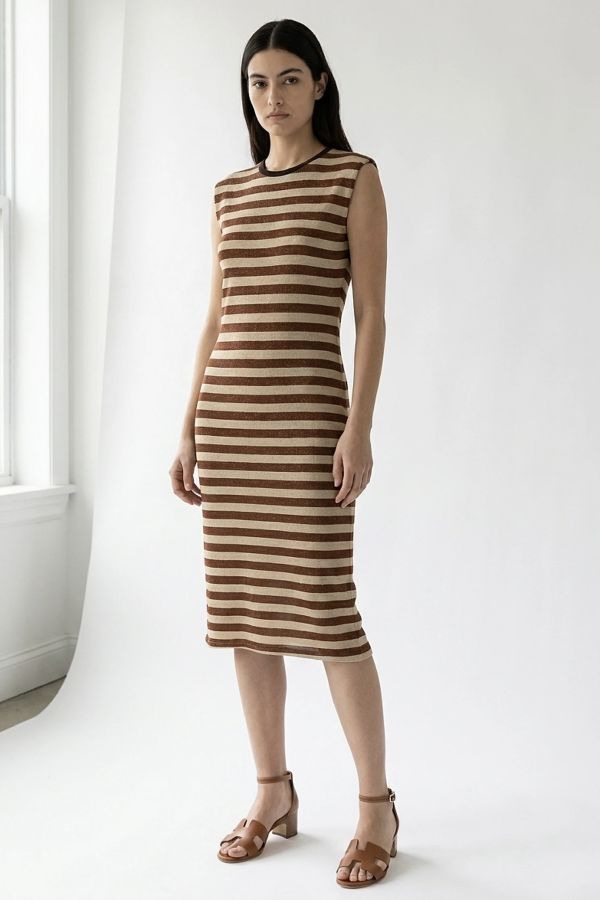 Sleeveless striped midi dress