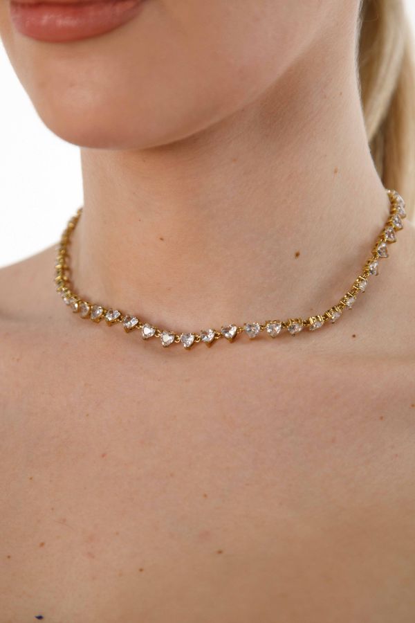 Riviera necklace with small zircon hearts