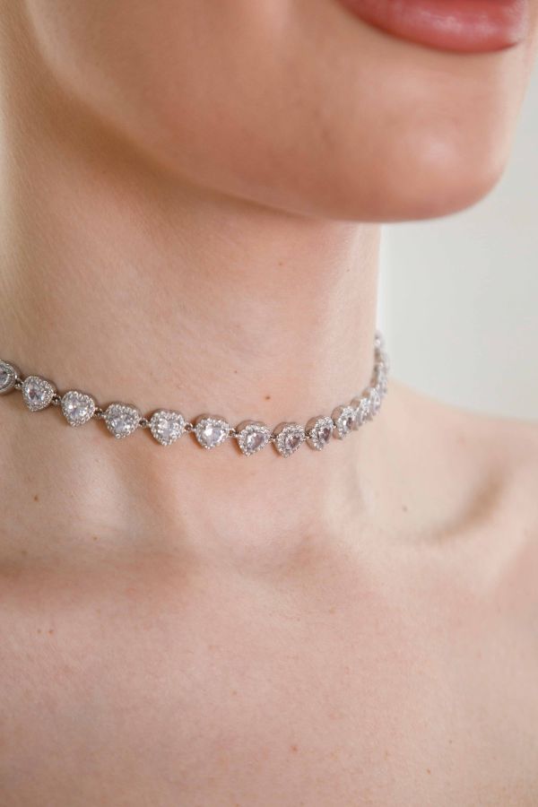 Riviera necklace with large zircon hearts