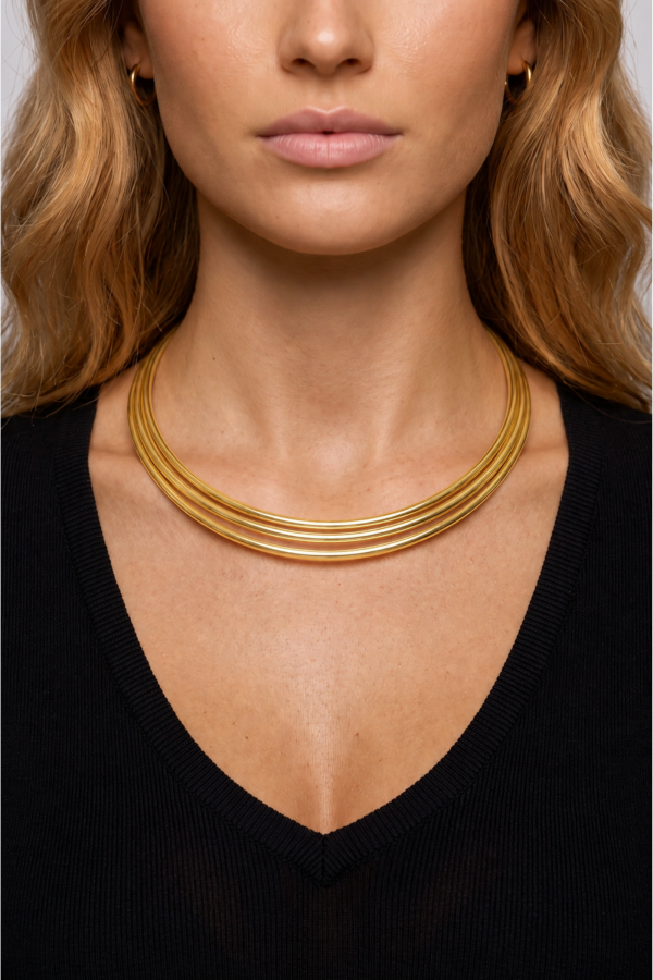 Σταθερό κολιέ choker με τρεις σειρές