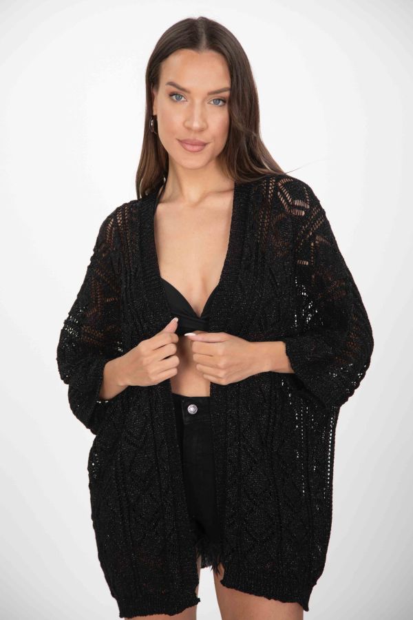 Open-knit kimono cardigan