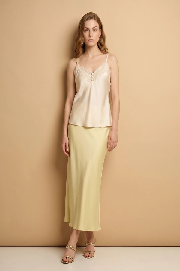 Satin midi skirt in a-line silhouette