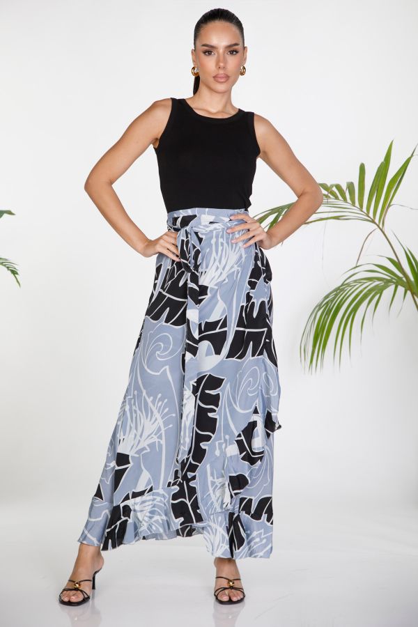 Maxi wrap boho skirt with ruffles
