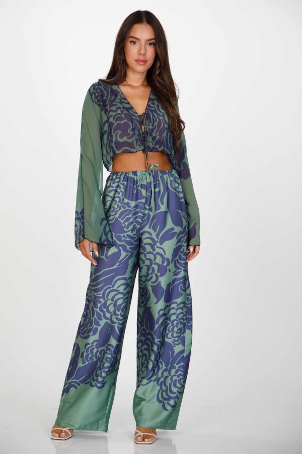 Printed pants with elastic band