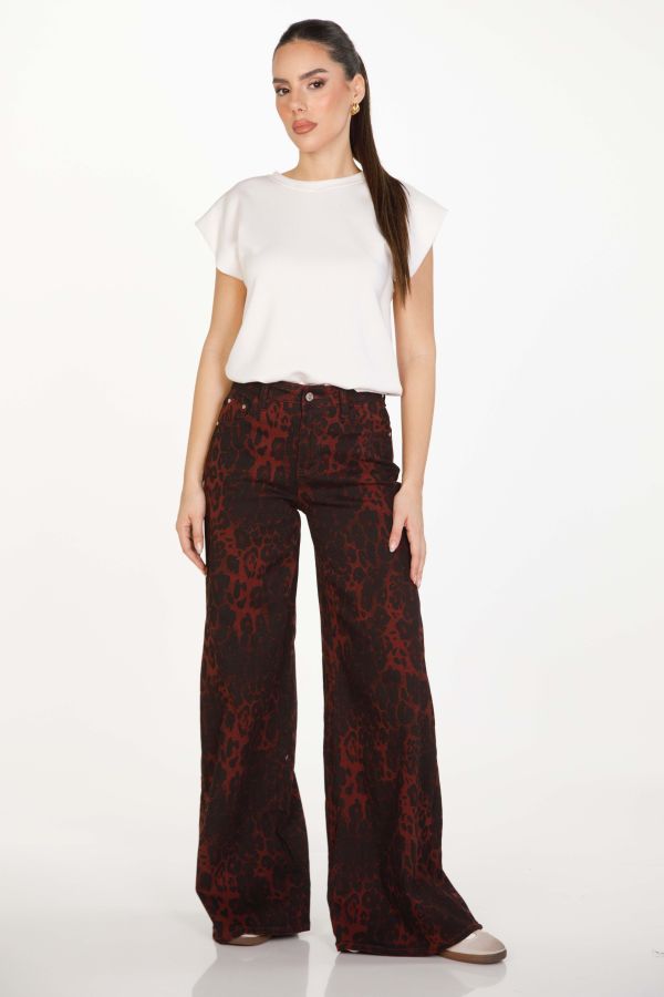 Leopard wide-leg jeans