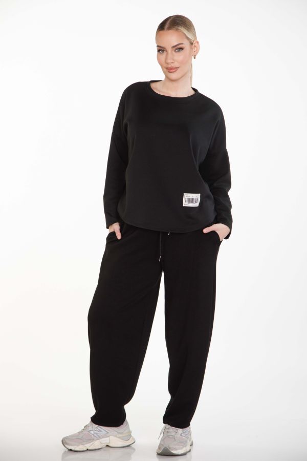 Barrel ponte pants with elastic waist and drawstring