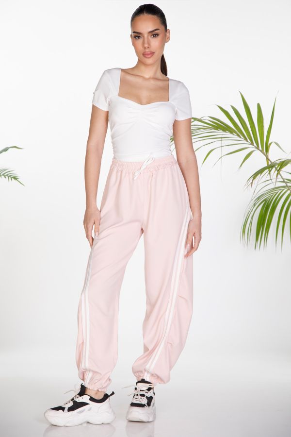 Barrel pants with side stripe