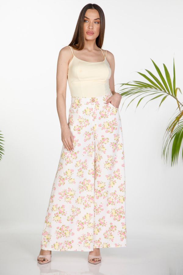 Floral denim trousers