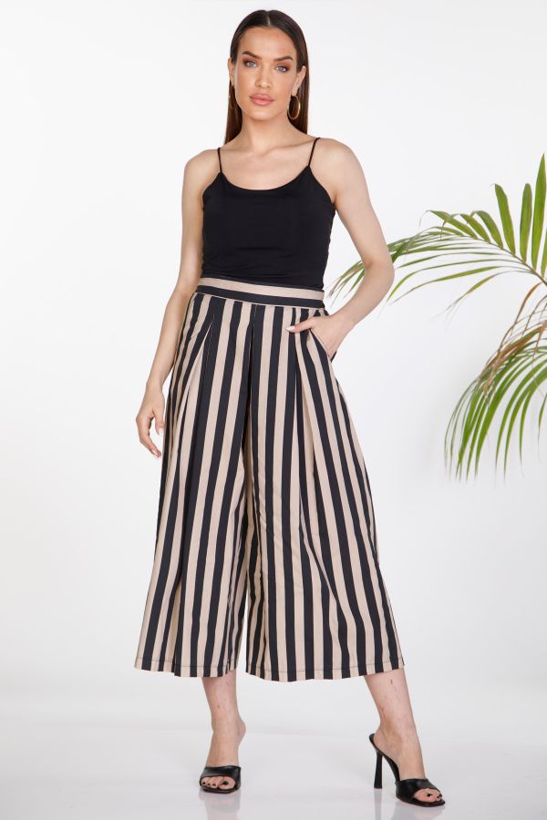 Striped culottes with pleats