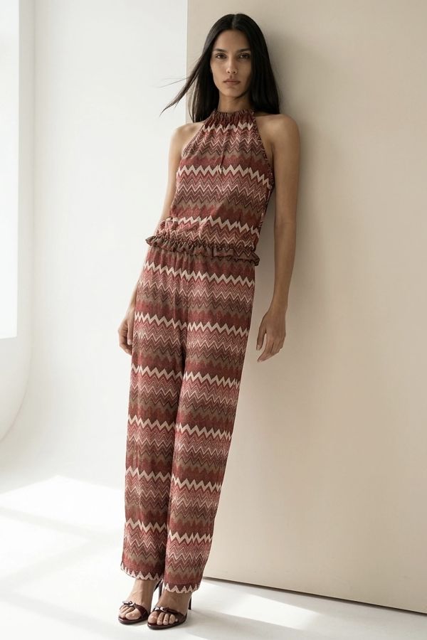 Lurex zig-zag wide-leg trousers