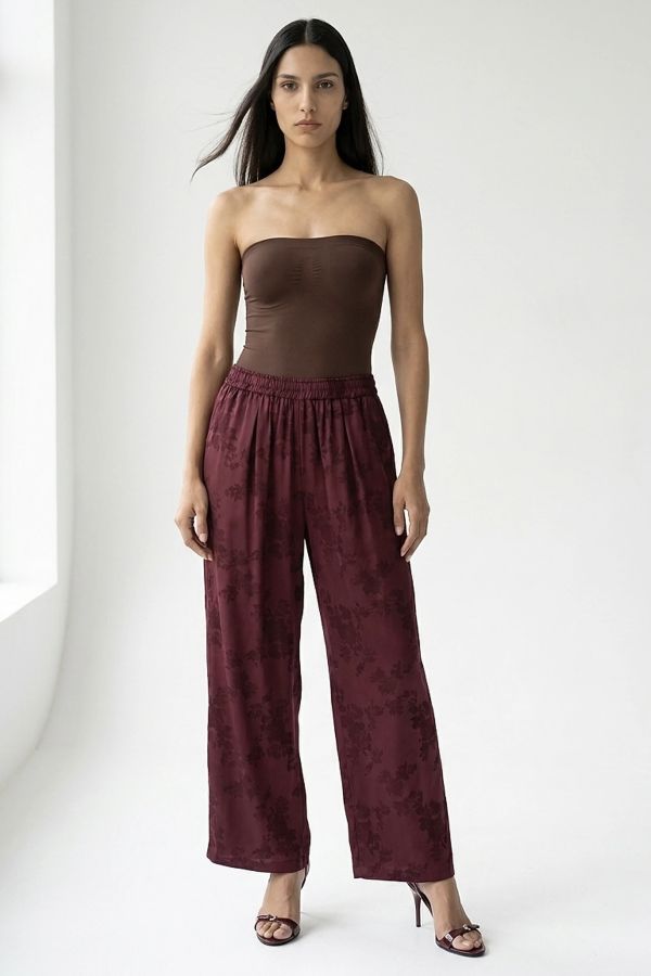Jacquard pants with elastic waist