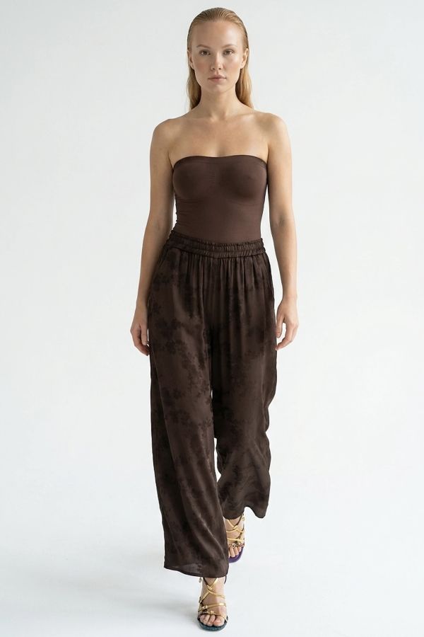 Jacquard pants with elastic waist