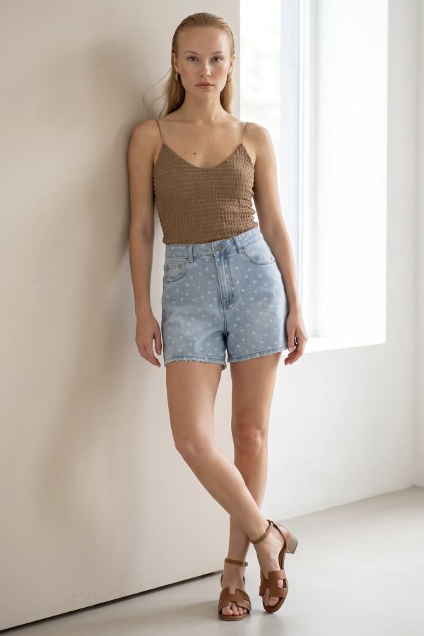 Τζιν σορτς με πουά σχέδιο