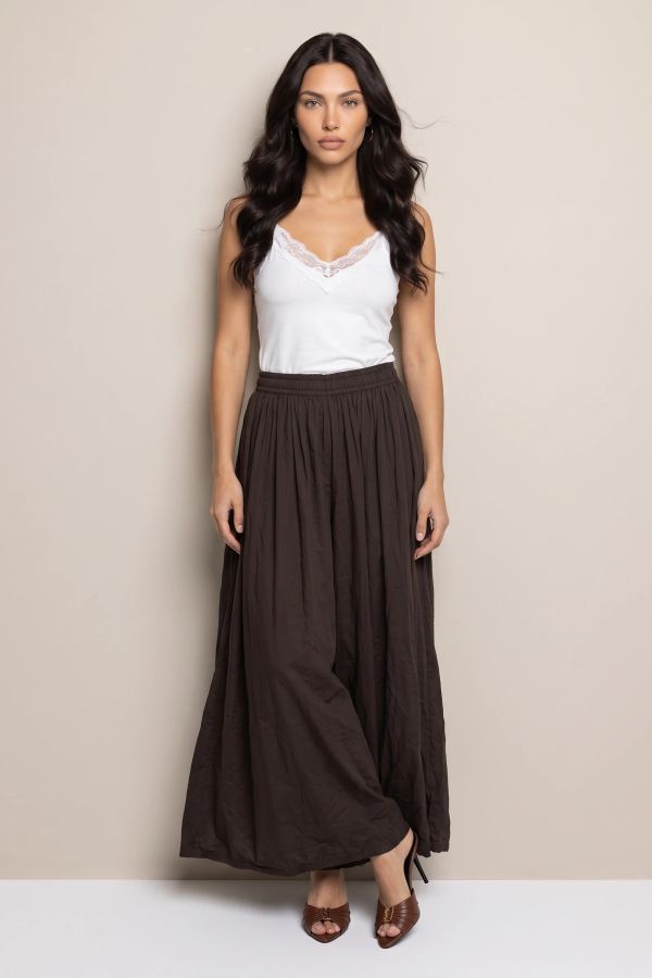 Ψηλόμεση φαρδιά παντελόνα με λάστιχο στη μέση