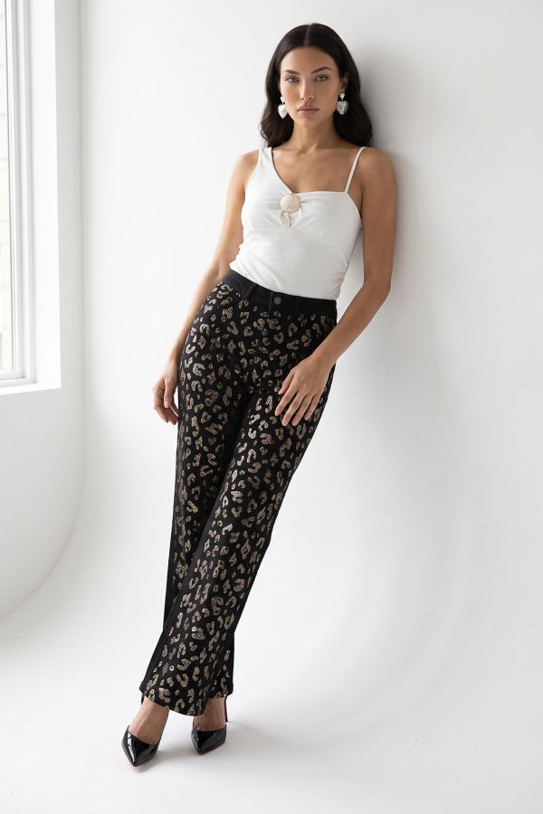 Τζιν παντελόνι με στρας σε animal print