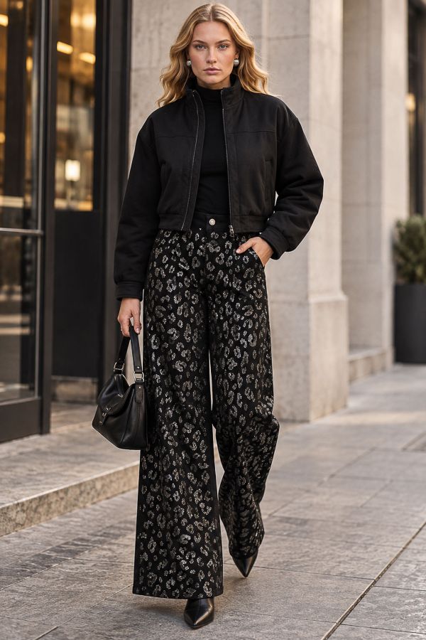 Τζιν παντελόνι με στρας σε animal print