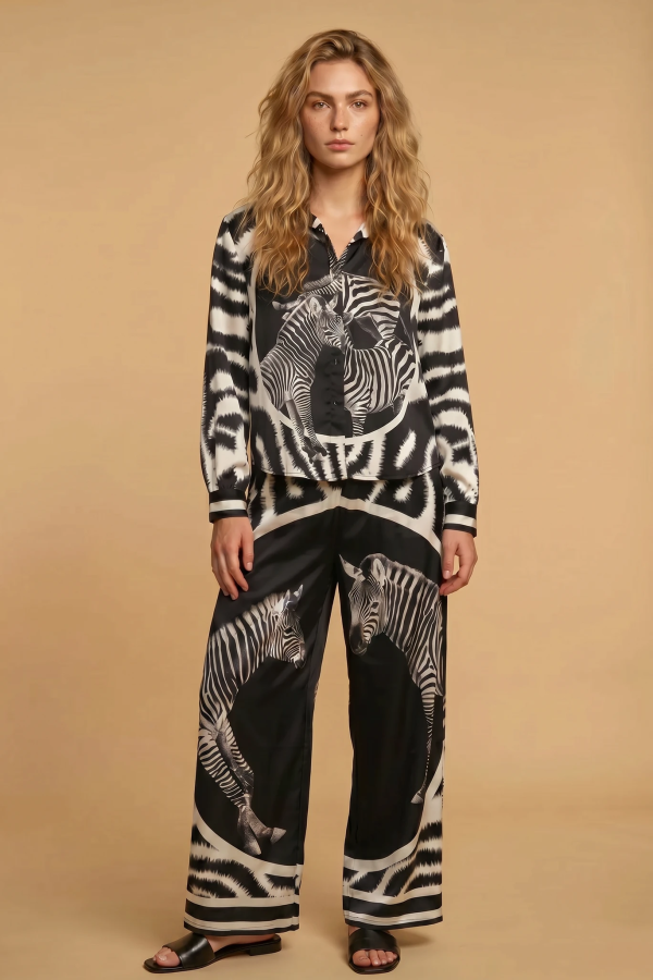 Σετ πουκαμίσα και παντελόνα με zebra print