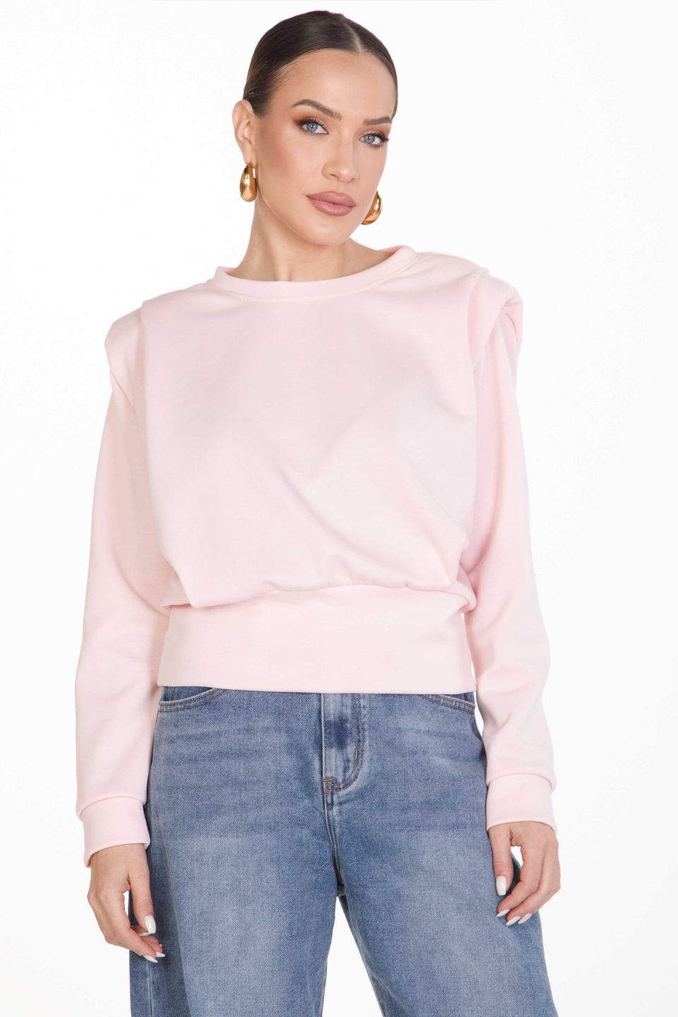 Long sleeve blouse with shoulder pads