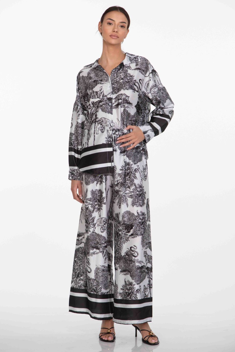 Σετ πουκάμισο και παντελόνα με jungle print