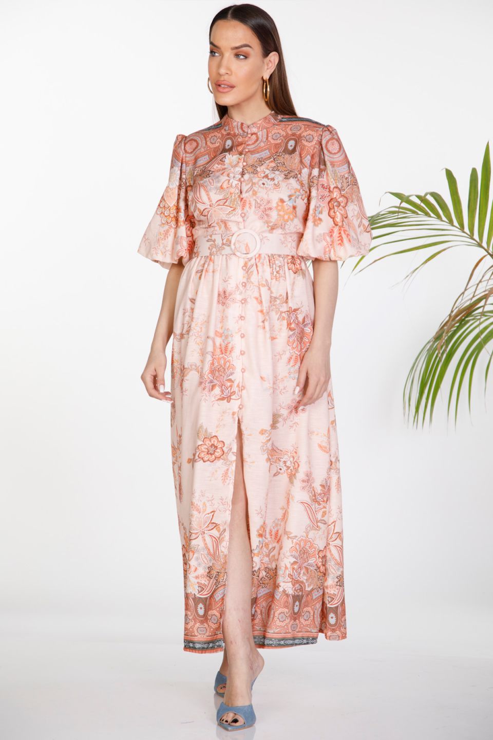 Paisley maxi φόρεμα με κουμπιά