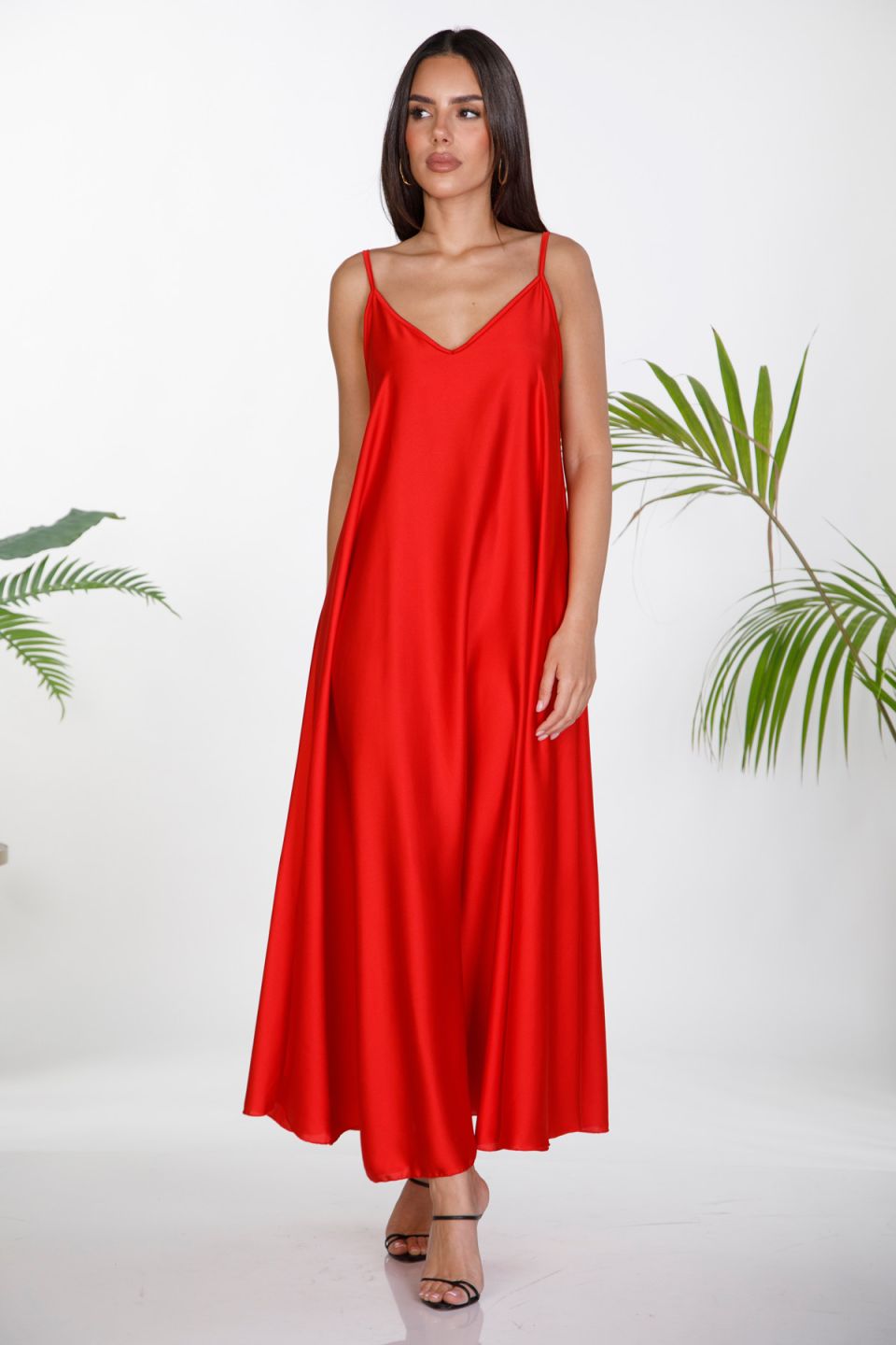Satin maxi slip dress