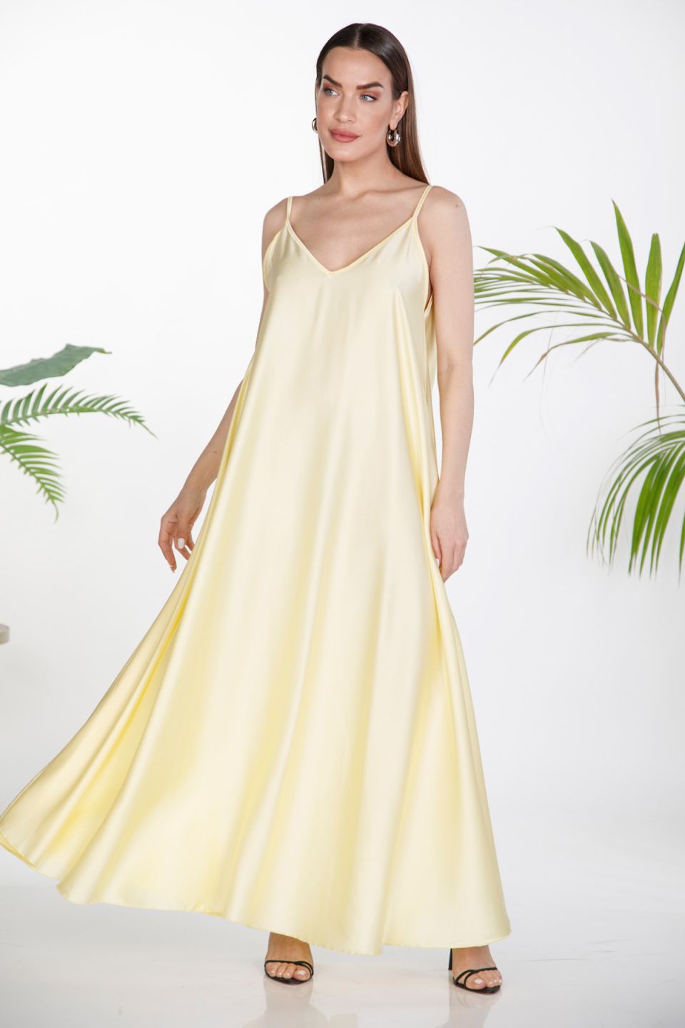 Satin maxi slip dress
