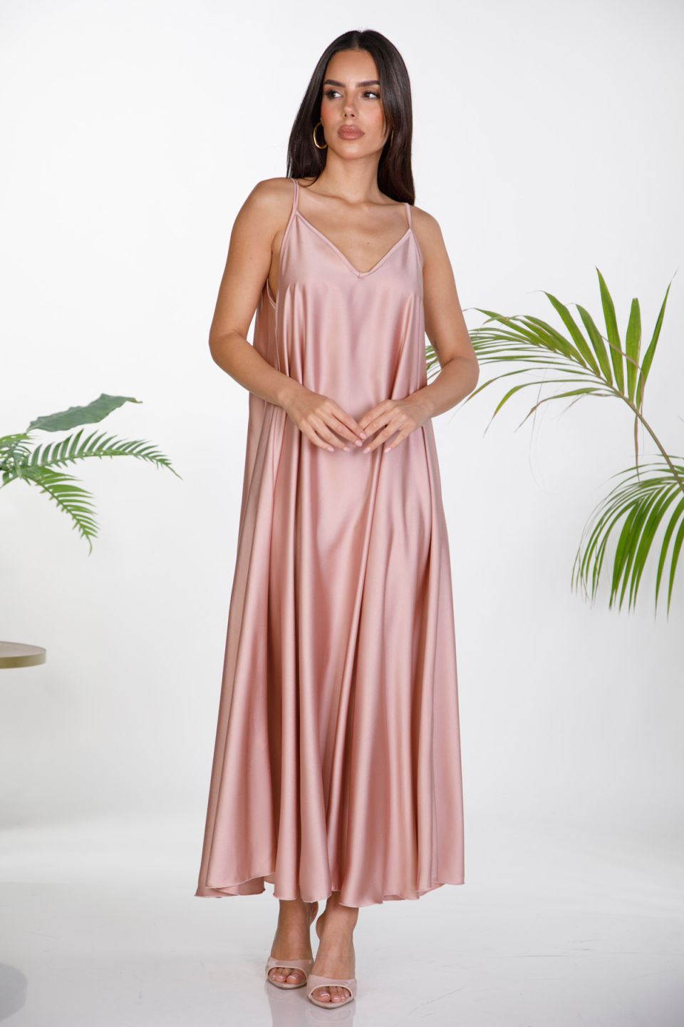Satin maxi slip dress