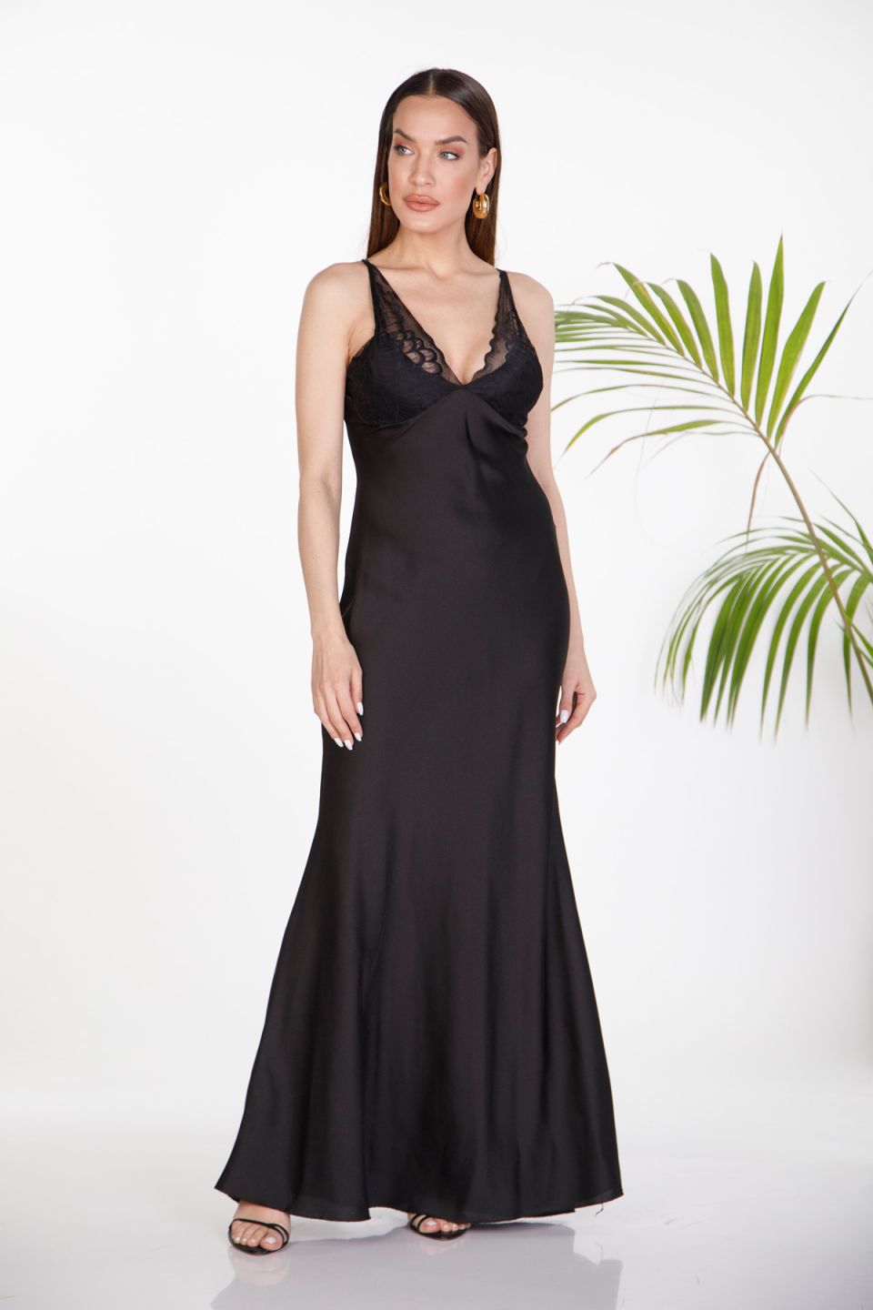 Satin maxi slip dress