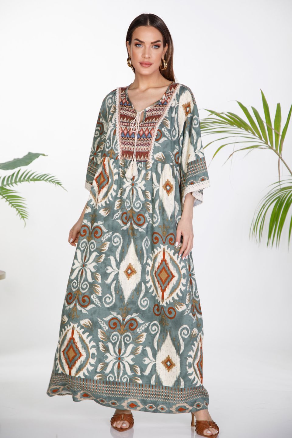 Ethnic print maxi dress